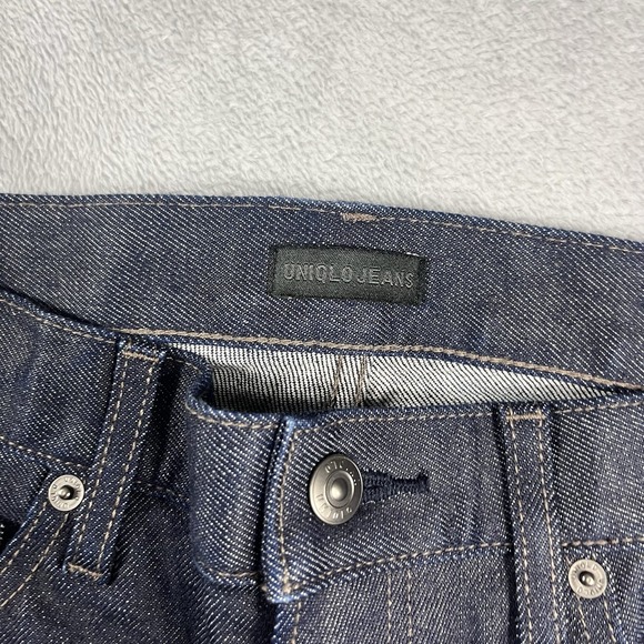 Uniqlo Mens Slim Straight Middle Rise Selvedge Blue Denim Jeans Size 31x30* - Picture 3 of 14